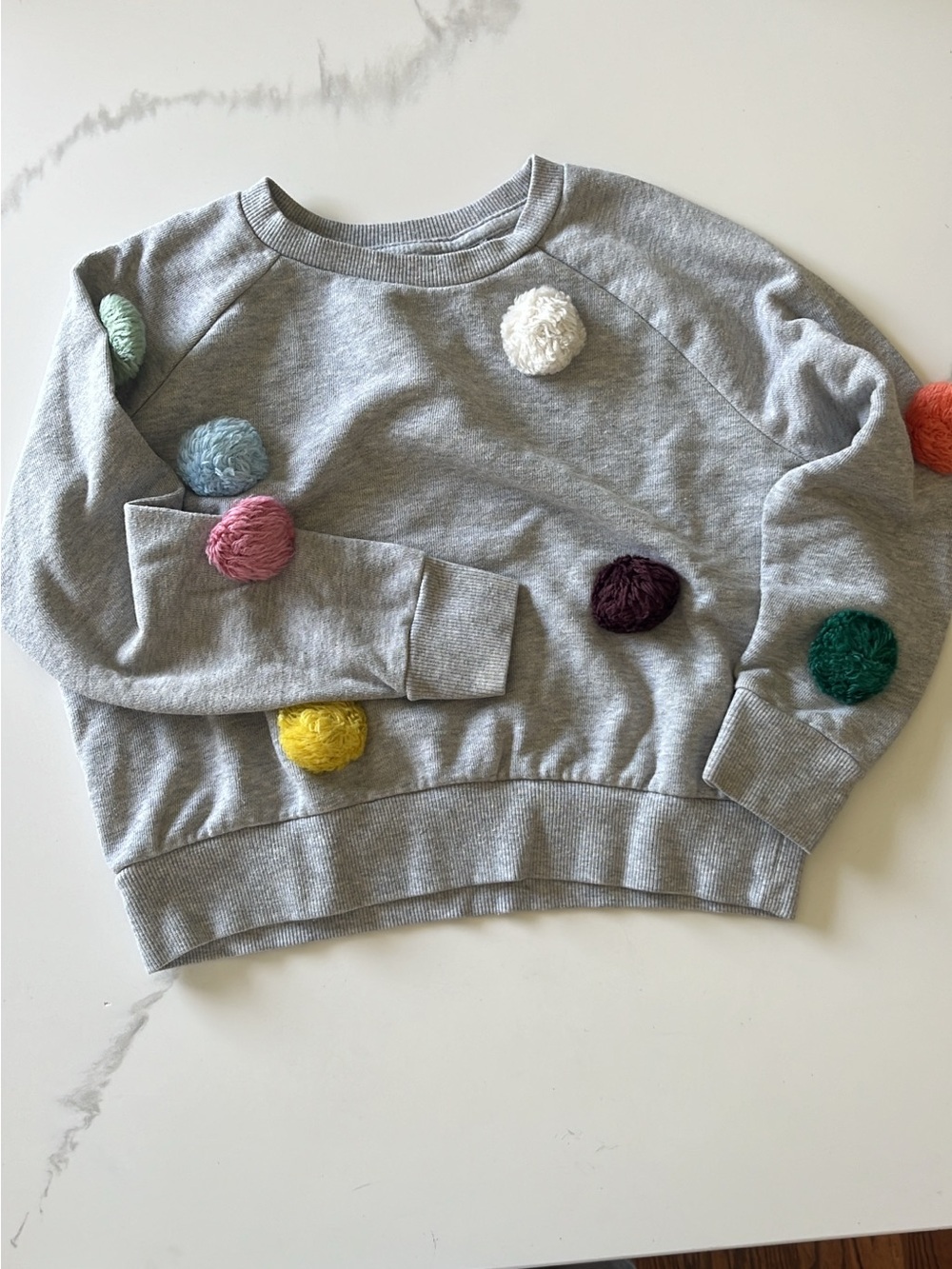 Gymboree Light Gray Sweatshirt with Multicolor Pom-Poms